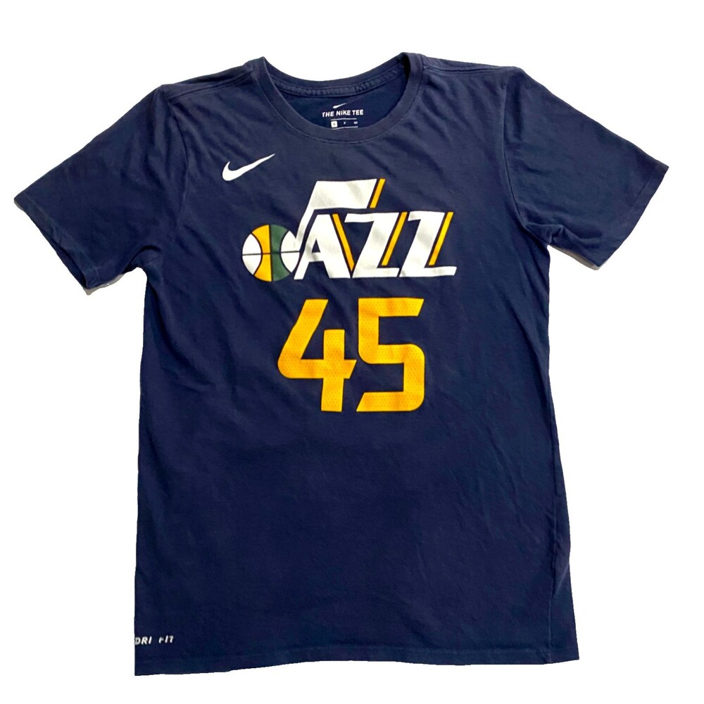 Nike Utah Jazz Donovan Mitchell 45 Mens Small Navy Dri-FIT NBA Graphic Tee Shirt